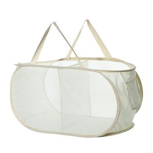 1 Pc 75L Folding Laundry Basket Portable Hamper Beige